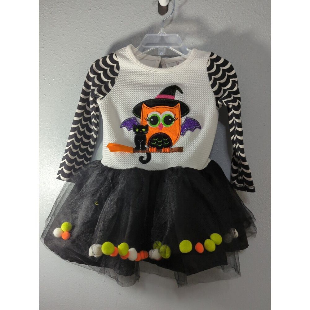 Rare Editions Baby Girls Halloween Owl Cat Tutu Dress 24M White Black Orange 567